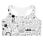 Vibrant Sports Bra Adorned with Abstract Cool Doodles - Image 3