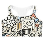 Vibrant Cloud and Shape Doodles Sports Bra - Image 3