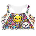 Playful Adorable Cute Doodles Sports Bra for All Activities - Image 3