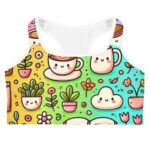 Artistic Coffee Time Cute Doodles Sports Bra - Image 3