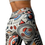 Artistic Geometric and Cloud Doodles Yoga Leggings - Image 3