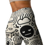 Cool Doodle Ethereal Smileys Yoga Leggings - Image 3