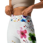 Watercolour Flower Doodle Yoga Leggings - Image 4
