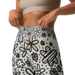 Yoga Leggings with Black and White Floral Doodles - Image 4