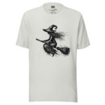 Scribbled Witch on a Broomstick Design for Halloween T-Shirts