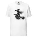 Scribbled Witch on a Broomstick Design for Halloween T-Shirts - Image 17